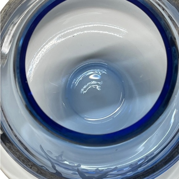 Tiffin Glass | Optic Copen Blue Vase | Deer Sand Carving - Picture 2 of 4